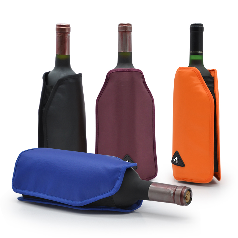 Custom Logo Premium Nylon Ice Gel Pack Beer Can Bottle Chiller Cold Drink Freezer Wine Champagne Cooler Holder Sleeve Bag