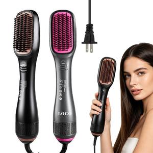 0728 Ionic Hot Air Brush One Step Hair Straightener Rapid <b>Heating</b> Styling Machine for Daily Family Beauty Care - Product Image 3