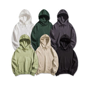 Sudadera con Capucha para Hombre 100% Algodón, Felpa Francesa Gruesa, Personalizada, Talla Grande, Diseño Sólido, Impresión Serigráfica para Otoño - Product Image 1