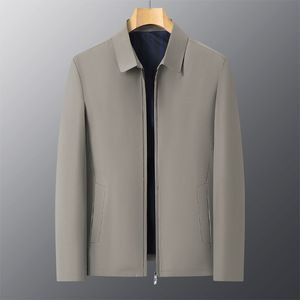 Veste <span class=keywords><strong>Mature</strong></span> à Double Poche Zippée pour Homme, Col Revers Décontracté, Manches Longues, Couleur Unie, Style Affaires et Gentleman, Printemps 2025 - Product Image 1