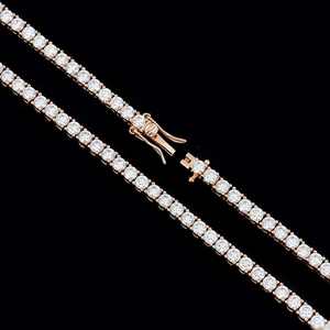 Collares de tenis de plata de ley 925 chapados en oro rosa con moissanita VVS de 3 mm, estilo hip-hop, joyería de moda para mujer - Product Image 2