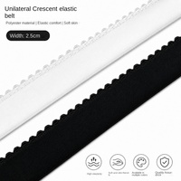 Bande en polyester tissé uni noir et blanc de 2,5 cm, à haute élasticité, en forme de croissant, fabriquée en Chine, accessoire pour soutiens-gorge et culottes