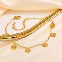 Mode été fête bijoux coquille pendentif bracelets de cheville haute qualité étanche en acier inoxydable 18K PVD plaqué or bracelet de cheville pour les femmes
