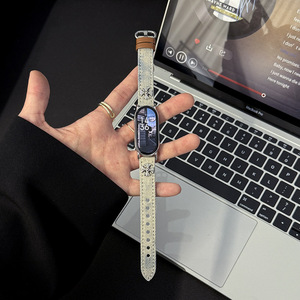 Correa de <span class=keywords><strong>Reloj</strong></span> de Mezclilla para <span class=keywords><strong>Mujer</strong></span>, Compatible con <span class=keywords><strong>Xiaomi</strong></span> Band 10, Diseño Cruzado, 8/9 NFC, Moderna y Versátil para Otoño/Invierno - Product Image 2