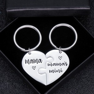 Loftily Jewelry Cheap Diy Heart Puzzle Grabado Madre Mama's Thanksgiving Days Gift Llavero de acero inoxidable para mamá de Daug - Product Image 2