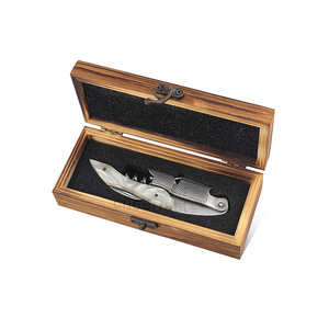 Le plus récent emballage en bois clé de vin tire-bouchon Souvenirs de mariage tire-bouchon ouvre-bouteilles de vin tire-bouchon manuel en acier inoxydable - Product Image 1