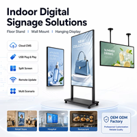 Layar Digital Signage 65 Inci FHD IPS LCD AG Anti-Glare Android Cloud CMS WiFi USB Playback untuk Retail Hotel Restoran
