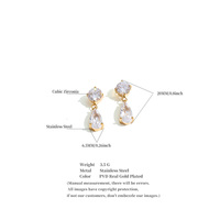 Boucles d'oreilles pendantes JINYOU 8048, exquises, étincelantes, plaquées or PVD, en acier inoxydable, avec double cercle de zircon cubique.