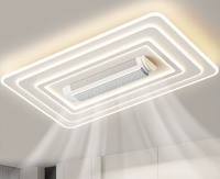 Ventilateur de plafond intelligent sans pales HFBH moderne IP44 LED AC avec commande vocale, spectre complet, avec lumière