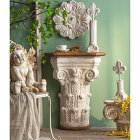 Table Console de meubles latéraux de salon en bois de décoration rustique antique romaine avec base de sculpture en MgO