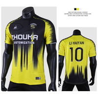 Camiseta de Fútbol para Hombre OEM, Camiseta de Fútbol con Rayas Amarillas y Negras, Sublimación Jacquard, Poliéster Transpirable, Ropa Deportiva Personalizada para Clubes y Equipos