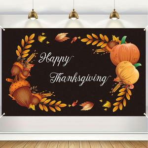 Spanduk <span class=keywords><strong>Thanksgiving</strong></span> tema panen musim gugur latar belakang pesta taman rumah pola Turki ceria - Product Image 6