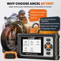 Escáner de Diagnóstico para Motocicletas ANCEL MT300 BMW, Lector de Códigos OBD2, Sistema de Motor y ABS con Funciones Especiales de Auto VIN, Actualización WIFI