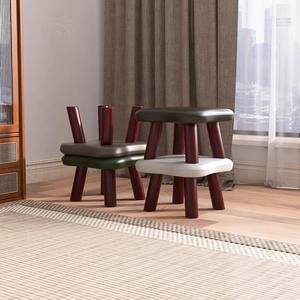 Taburete de madera maciza para el hogar, taburete bajo para sala de estar, taburete tapizado creativo retro para niños, taburete para cambiar zapatos en la entrada - Product Image 3