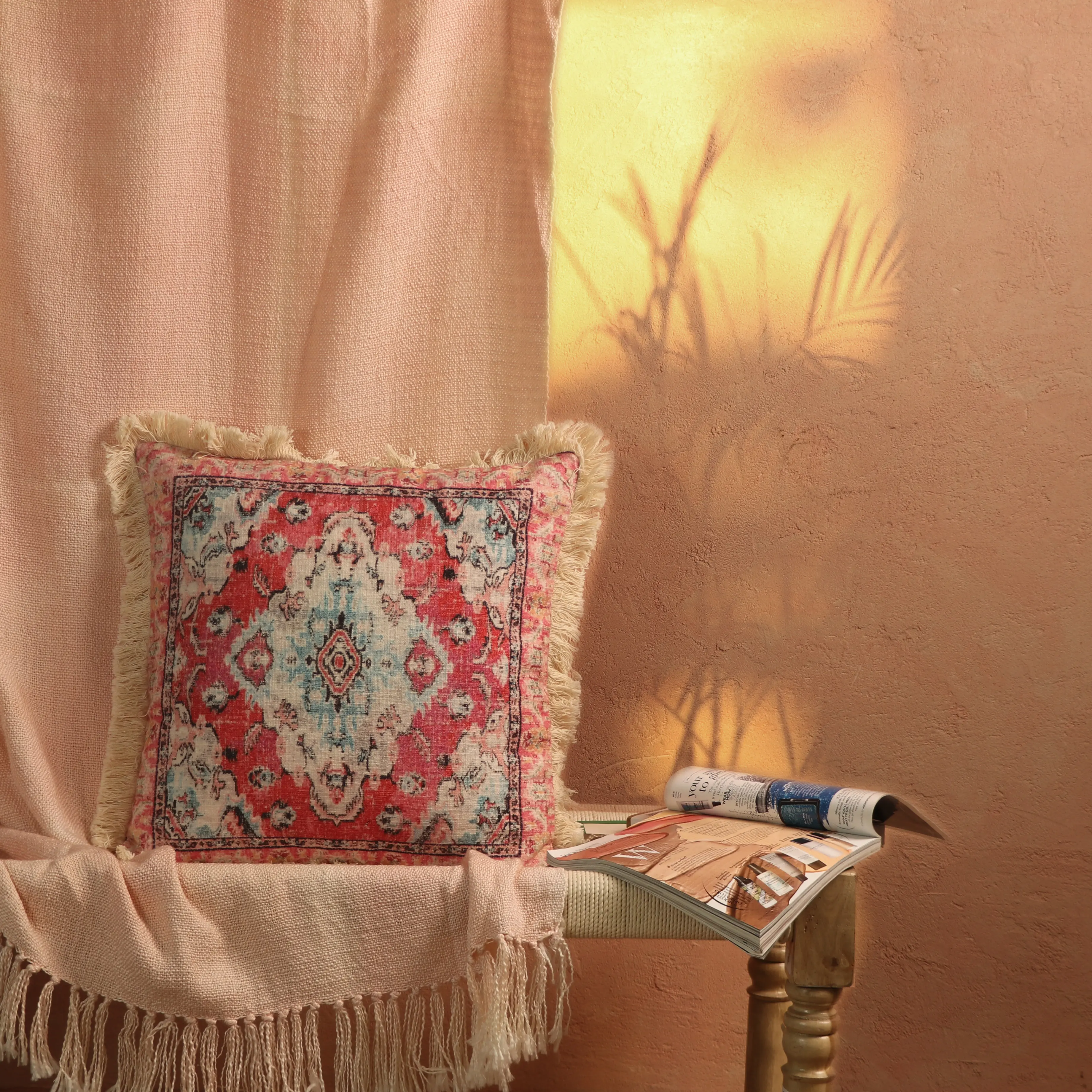Malani impex mc almofadas de luxo, coleção de primavera 2023, tapete persiano com estampa, estilo boho, decoração de casa, capas de almofadas 18x18