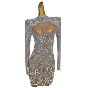 أنيق لآلئ ألماس فستان عشاء للضيوف في الزفاف شرابة مأدبة حفلات فستان ضيق للنساء فستان قصير لحفلات الكوكتيل فساتين سهرة للحفلات الراقصة - Product Image 1