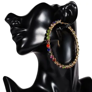 Passions schmuck Multi Size Verfügbar Kreative Ohrringe Bunte Big Hoop Hochzeit Diamant Frauen Ohrringe