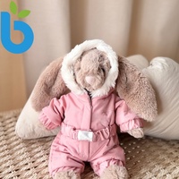 Peluche super douce édition peignoir Barth Rabbit, modèle robe crème confortable avec oreilles de lapin, cadeau en gros, 26 cm