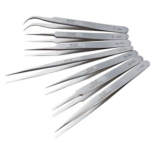 Pincettes Vetus série SA en acier inoxydable, pointe incurvée, haute précision, antimagnétiques, résistantes aux acides, pour la réparation électronique - Product Image 4