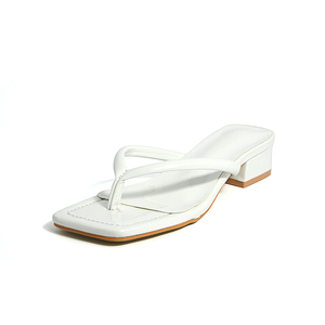 Sandales mules à bout ouvert pour femmes, blanches, à talon bas, style minimaliste, chaussures d'été tendance - Product Image 1