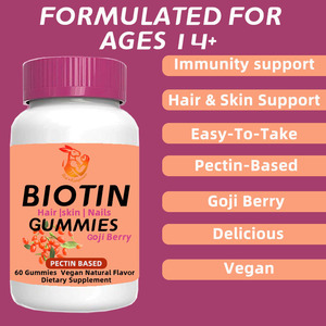 Private Label <b>Biotin</b> <b>Gummies</b> with Methylated Folatelc Vitamin B12 Help Support a Healthy Immune System Natural Herbal Supplement - Product Image 2