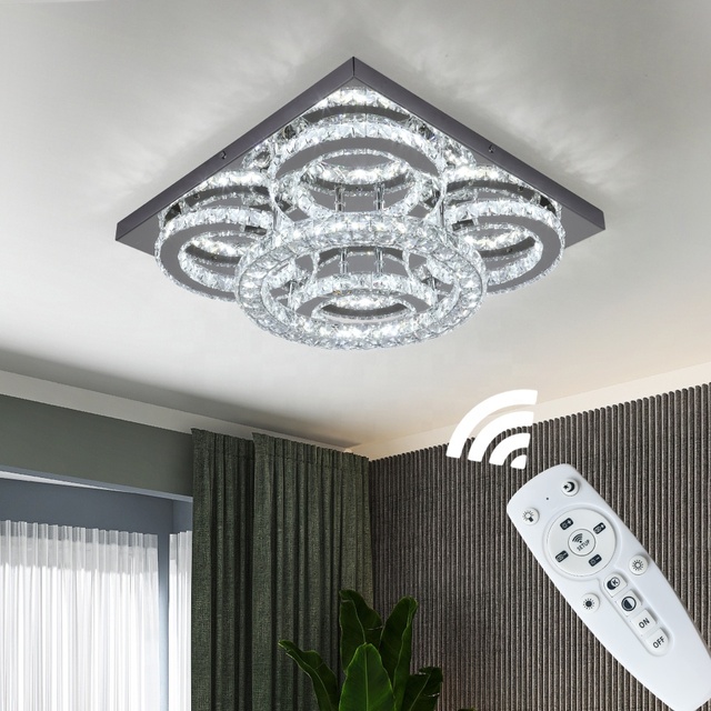 51W Square Ceiling Lamp Apartment Living Room Bedroom  Ceiling Lights With Remote Control