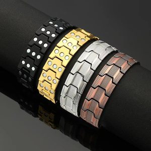 <span class=keywords><strong>Bracelet</strong></span> de thérapie magnétique vintage en cuivre plaqué pour hommes – Soutien à la santé masculine, style couple, bracelets tendance - Product Image 1