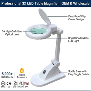 โคมไฟตั้งโต๊ะ LED ปรับได้ 3 ระดับ พร้อมฝาครอบกันฝุ่น แสงไร้เงา สำหรับซ่อมอุปกรณ์อิเล็กทรอนิกส์ อ่านหนังสือ งานฝีมือ - Product Image 1