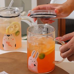Vaso <span class=keywords><strong>de</strong></span> Verano Lelyi Creativo y Único <span class=keywords><strong>de</strong></span> Gran Capacidad, Vaso <span class=keywords><strong>de</strong></span> <span class=keywords><strong>Vidrio</strong></span> Borosilicato con Pajita <span class=keywords><strong>Medidora</strong></span>, Diseño <span class=keywords><strong>de</strong></span> Animales Adorables, Regreso a Clases, Hogar - Product Image 3