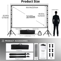150 pouces HD Double face extérieur sol 3D Style 16/9 écran de Projection Portable noir blanc 120 pouces projecteur 2.6 pouces écran Lcd