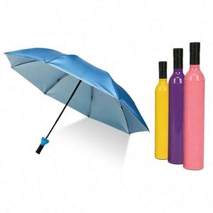 Parapluie léger promotionnel de haute qualité en gros à prix abordable avec logo personnalisé et porte-bouteille - Product Image 1