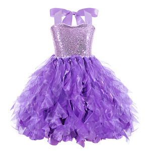 New Double Layer Spiral Tulle Princess Dress for Girls, <b>Sequin</b> Kids Halloween Costume Children Performance Party Dress - Product Image 4