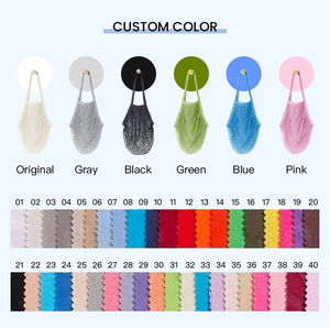 Tùy chỉnh với logo in ấn chuỗi dây rút Pouch tái sử dụng hàng tạp hóa mua sắm xử lý <span class=keywords><strong>Net</strong></span> sản xuất túi Hữu Cơ bông lưới túi - Product Image 6