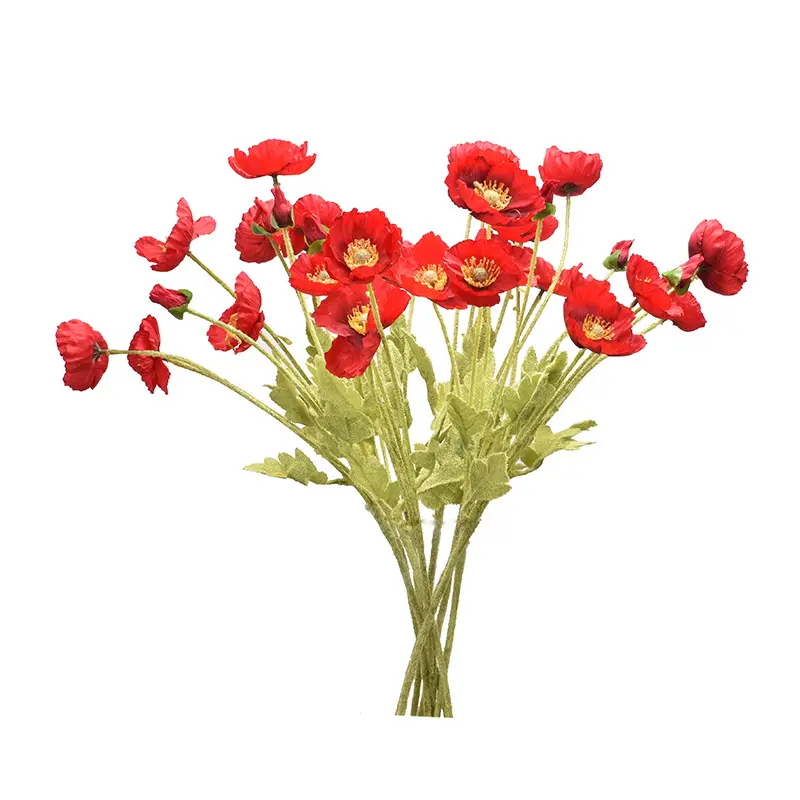 ดอกไม้ผ้าไหมปลอม4หัวดอกไม้ประดิษฐ์สำหรับตกแต่ง