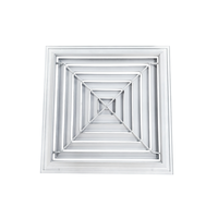 Diffuseur d'air de ventilation carré blanc en aluminium à montage au plafond, grille d'évacuation flexible, économie d'énergie, retour CVC