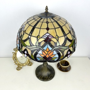 Longhuijing 16inch Stained Glass LED Table Lamp Dome Simple Eco-Friendly Yellow Mediterranean Design Bedroom Home <b>Decoration</b> - Product Image 6
