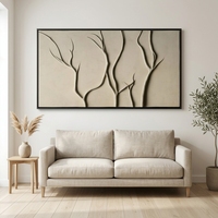 Peinture murale moderne en relief 3D sur toile, style Wabi Sabi, texture organique, branche texturée, peinture artisanale pour salon, canapé