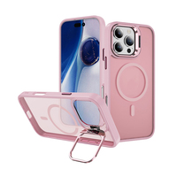 Coque de téléphone magnétique sans fil avec anneau de charge, finition mate, pour iPhone SE4 et iPhone 16E, avec film de protection d'objectif et support, design translucide