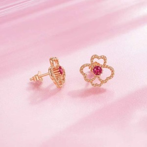 Ensemble de bijoux Zanlong en corindon rouge synthétique plaqué or rose, argent sterling S925, bague, collier et boucles d'oreilles en corindon rouge - Product Image 2