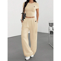 Ensemble deux pièces décontracté Y2K d'été pour femme, col rond, crop top court, personnalisable avec logo, directement de l'usine