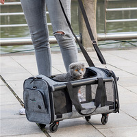 Sac de transport portable pour animaux de compagnie approuvé par la compagnie aérienne Sac de transport respirant pour chiot Voyage Trolley Sac à dos Poussette pour petits animaux Chien Chat Randonnée