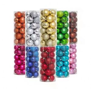 Nouvelles décorations d'arbre en plastique de 6 cm, ensemble de 24 boules colorées, ornements de Noël, boules suspendues - Product Image 1