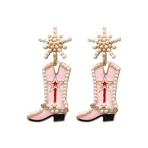 Western Cowgirl Boot Earrings - Hypoallergenic Beaded Howdy Dangle Earrings | Y2K Cowboy Country Jewelry For Women