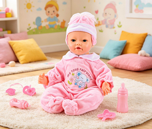 Bambola Interattiva per Bambini da 41 cm con Suoni e Movimenti, Bambola Parlante Realistica che Sfarfallia, Beve e Russa, Giocattolo Educativo - Product Image 2