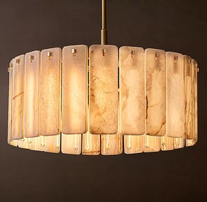 Lámpara de Araña Moderna de Alabastro <span class=keywords><strong>Oslo</strong></span>, Lámpara Rectangular Creativa para Restaurante, Lámpara de Lujo de Cobre para Sala de Estar, Dormitorio y Estudio - Product Image 3