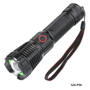 Highest Rated 4000Lm Tactical Flashlight P90 Led Type C Zoom Powerbank Explosion Proof Lanterna XHP90