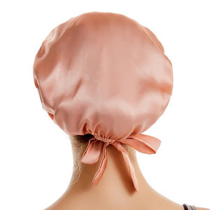 Gorro de dormir con forro de seda de una sola capa de color sólido más barato de alta calidad, turbante para mujer, gorros de pelo de seda de morera real Rosa 100% - Product Image 3