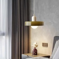 Lustre en verre Wabi-sabi contemporain minimaliste rétro vert Orange rond LED suspension décoration intérieure lampe suspendue