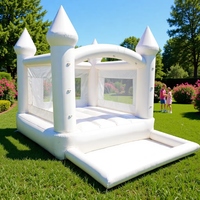 Château gonflable d'extérieur et d'intérieur, piscine à balles, structure de saut blanche pour mariages et événements avec souffleur