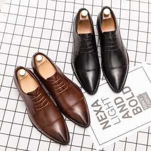 Chaussures Oxford pour hommes britanniques en cuir véritable imperméable, à bout fermé, faites à la main, pour mariage, formelles, décontractées, antidérapantes, avec boucles et sangles - Product Image 2
